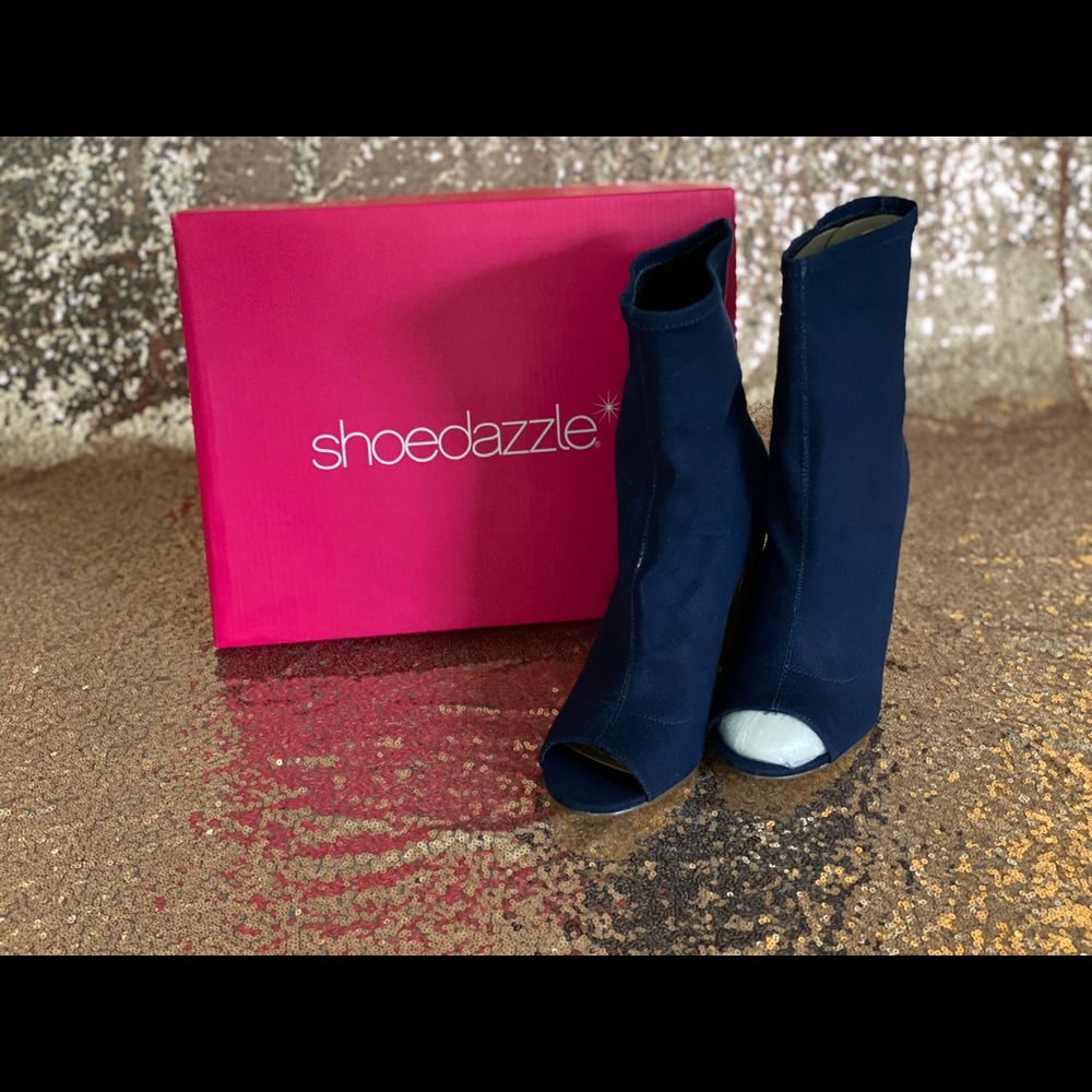 Denim Booties w/ Wooden Wedge